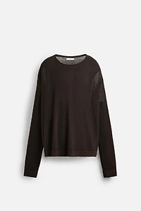LINEN BLEND TEXTURED SWEATER