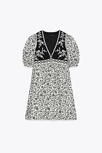 FLORAL PRINT COMBINATION SHORT DRESS