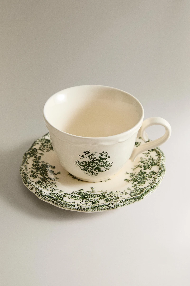 FLORAL TEACUP AND SAUCER