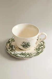 FLORAL TEACUP AND SAUCER