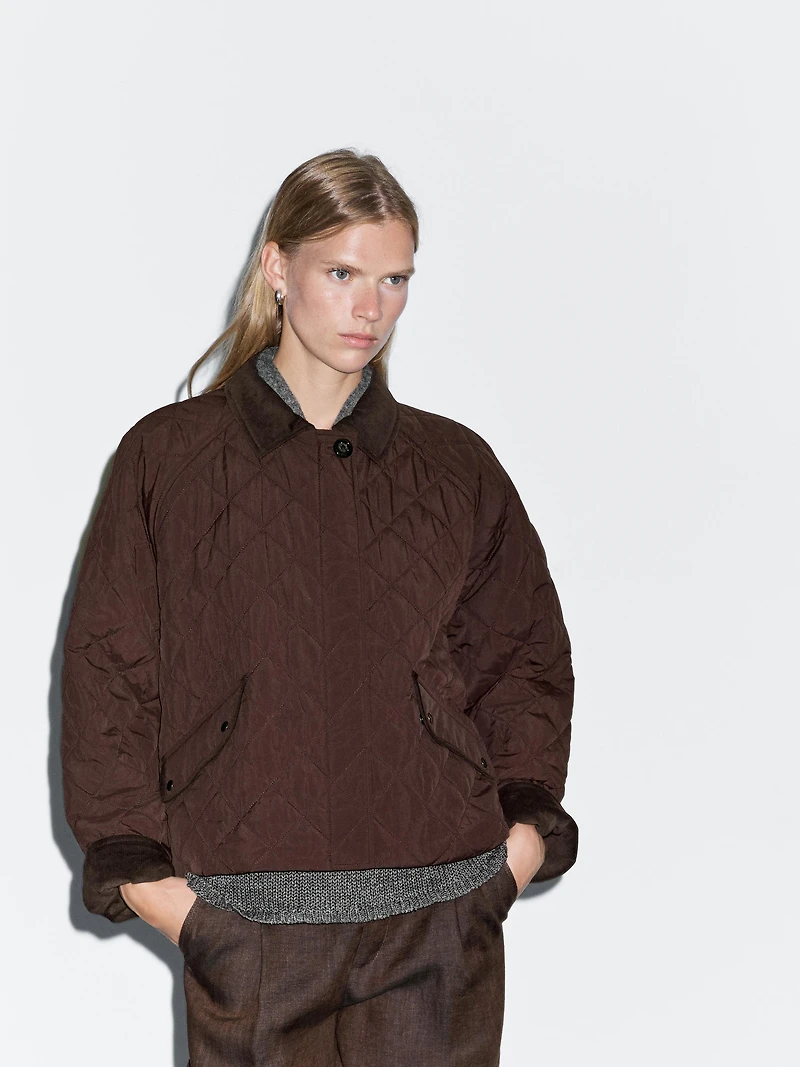 Veste légère courte détail velours côtelé