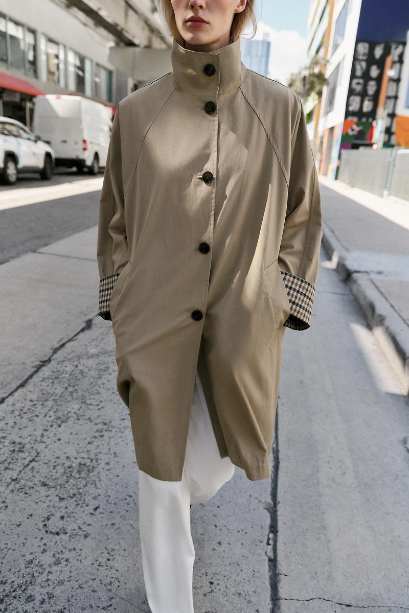 TRENCH OVERSIZE POIGNETS À CARREAUX