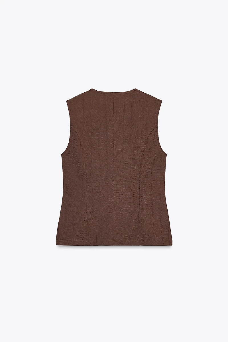 TWILL BUTTON VEST TOP