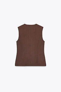 TWILL BUTTON VEST TOP