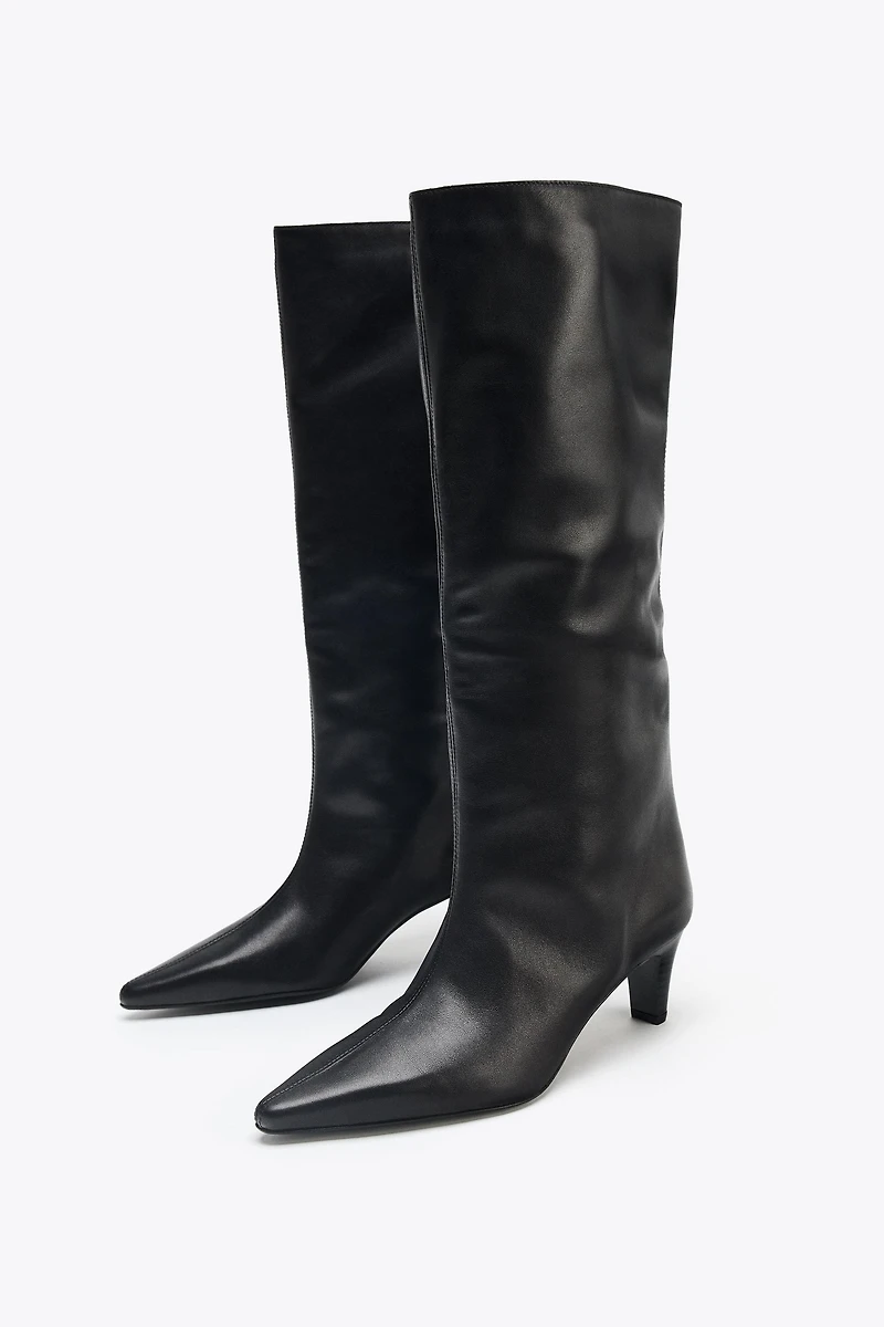 BOTTES À TALONS KITTEN EN CUIR