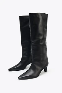 BOTTES À TALONS KITTEN EN CUIR