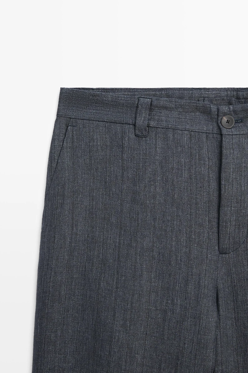 100% linen striped pants