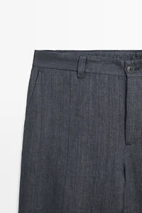 100% linen striped pants