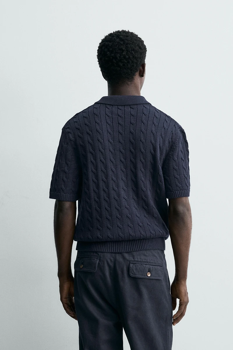 BRAIDED TEXTURED KNIT POLO