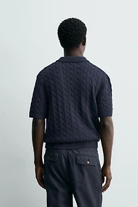 BRAIDED TEXTURED KNIT POLO