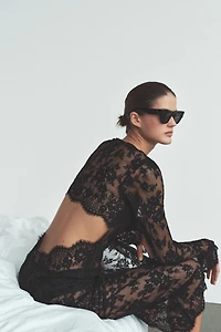 LONG LACE DRESS WITH BACK NECKLINE