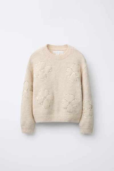 TULLE AND SEQUIN FLORAL KNIT JUMPER