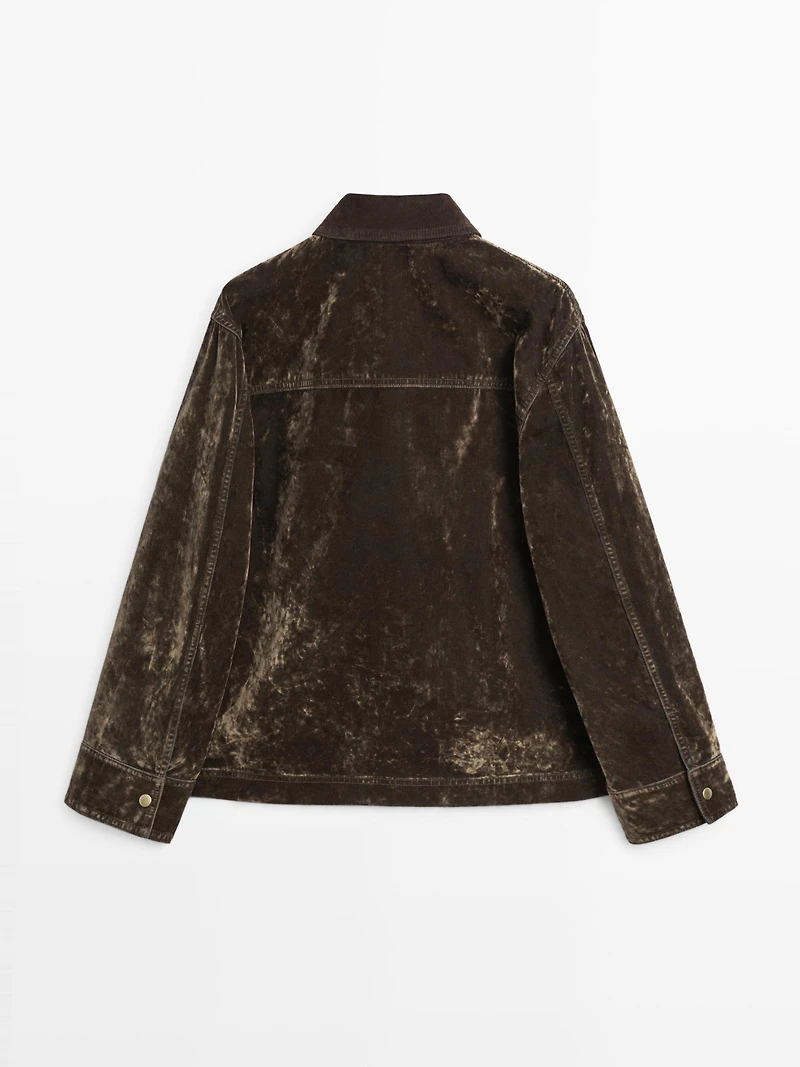 Flocked denim jacket with collar detail