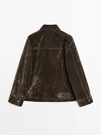 Flocked denim jacket with collar detail