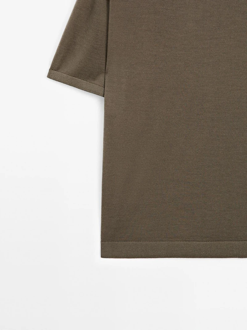 Short sleeve knit wool blend T-shirt