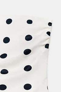 TOP SATINÉ BUSTIER À NŒUD ET POIS