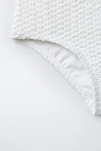 6-14 YEARS/ CROCHET CUT OUT SHELL SWIMSUIT