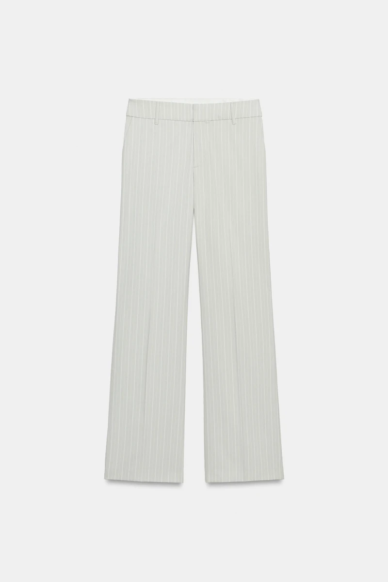 LOW-RISE STRIPED STRAIGHT LEG PANTS
