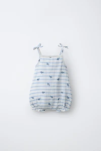 STRIPED AND FISH PRINT ROMPER