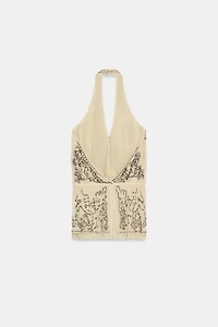 ZW COLLECTION LIMITED EDITION EMBROIDERED HALTER TOP