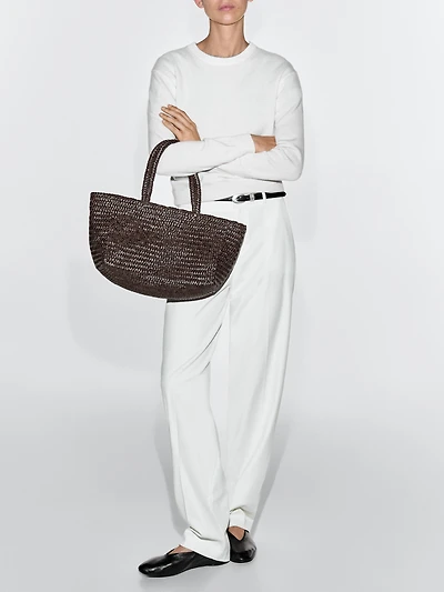 braided nappa leather tote bag