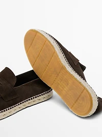 Split leather espadrilles with penny strap