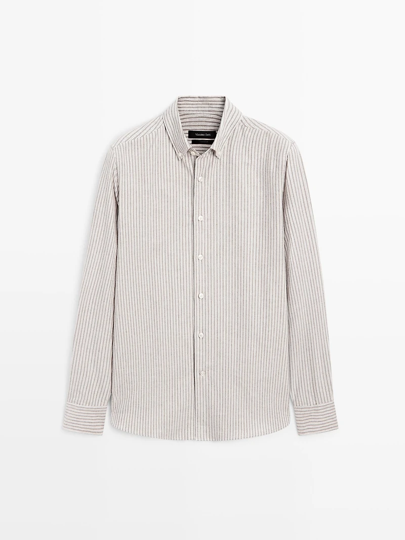100% cotton striped Oxford shirt