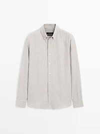 100% cotton striped Oxford shirt