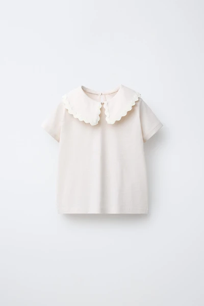 PETER PAN COLLAR TOP WITH RIPPLE TRIM