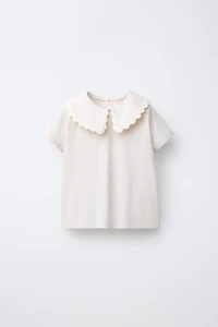PETER PAN COLLAR TOP WITH RIPPLE TRIM