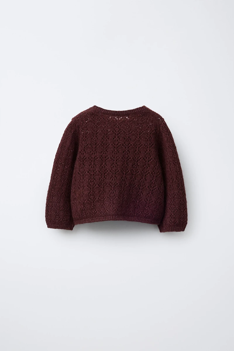 CASHMERE OPENWORK KNIT CARDIGAN