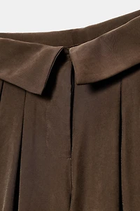 PLEATED PANTS WITH FOLD-OVER WAIST