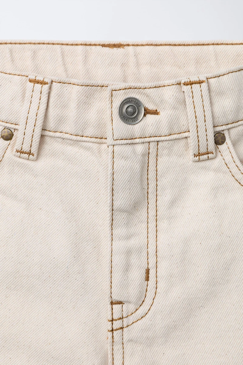 ECRU CARPENTER PANTS WITH TOPSTITCHING