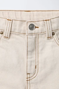 ECRU CARPENTER PANTS WITH TOPSTITCHING