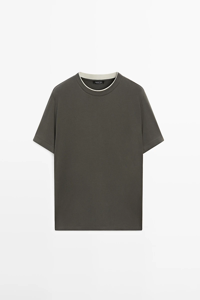 100% cotton T-shirt with contrast neckline