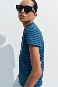 COTTON AND LINEN STRIPED T-SHIRT