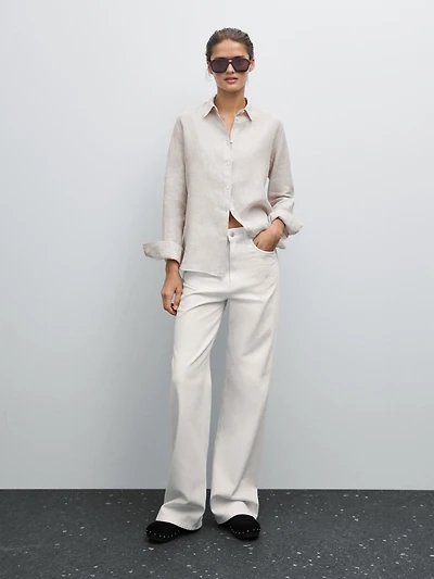 Pinstriped flowing linen shirt