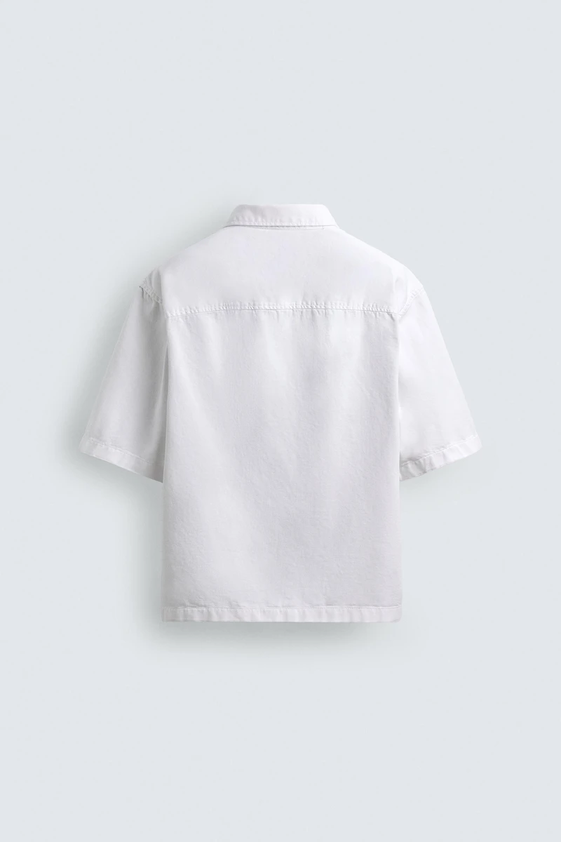 EMBROIDERED TEXTURED OVERSHIRT