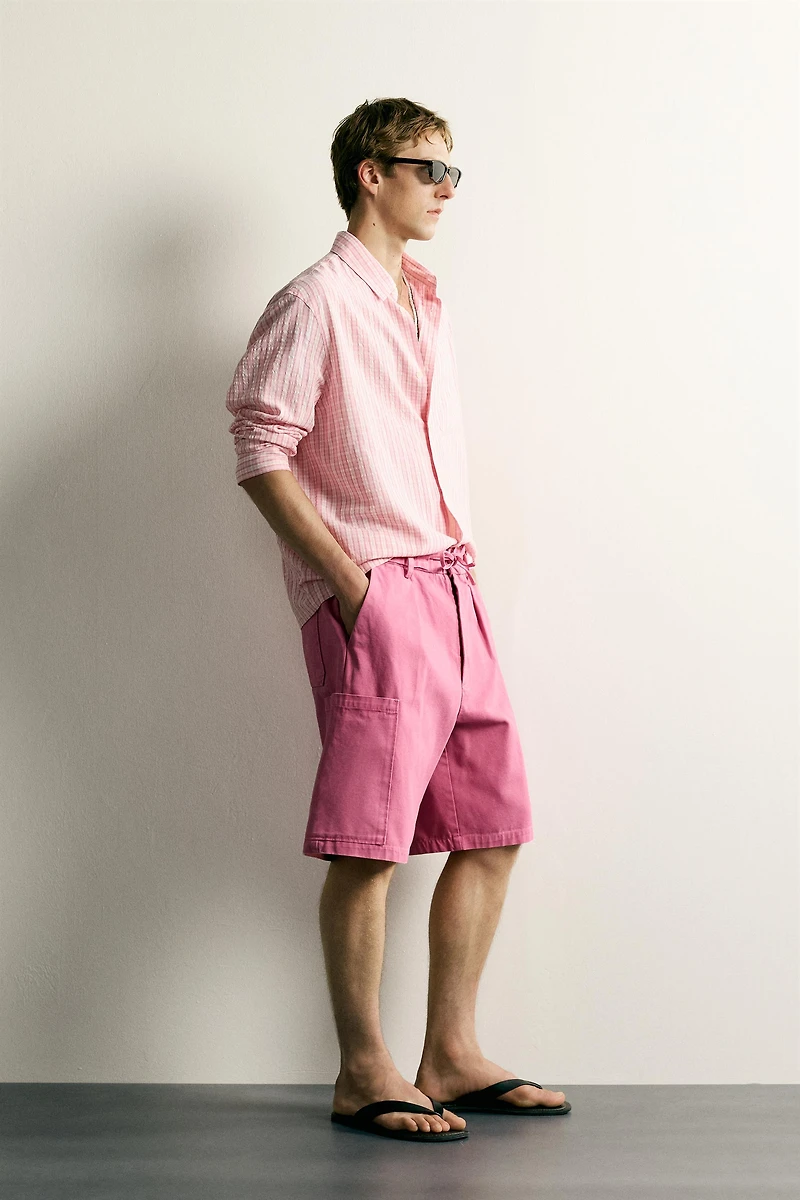 RELAXED FIT WASHED CARGO SHORTS