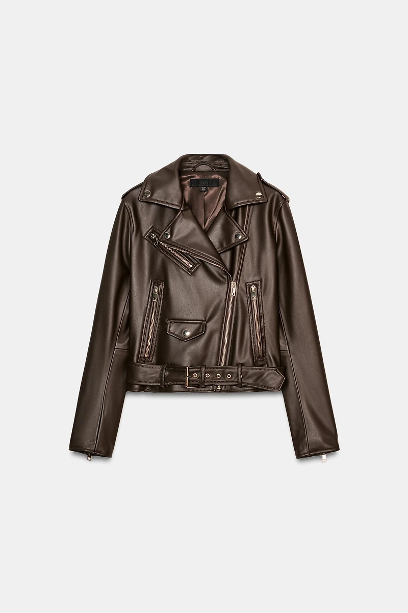 BLOUSON DE MOTARD MATIÈRE SYNTHÉTIQUE