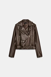BLOUSON DE MOTARD MATIÈRE SYNTHÉTIQUE