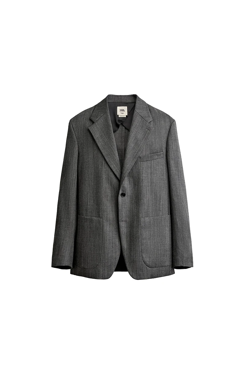 RELAXED FIT 100% WOOL SUIT BLAZER