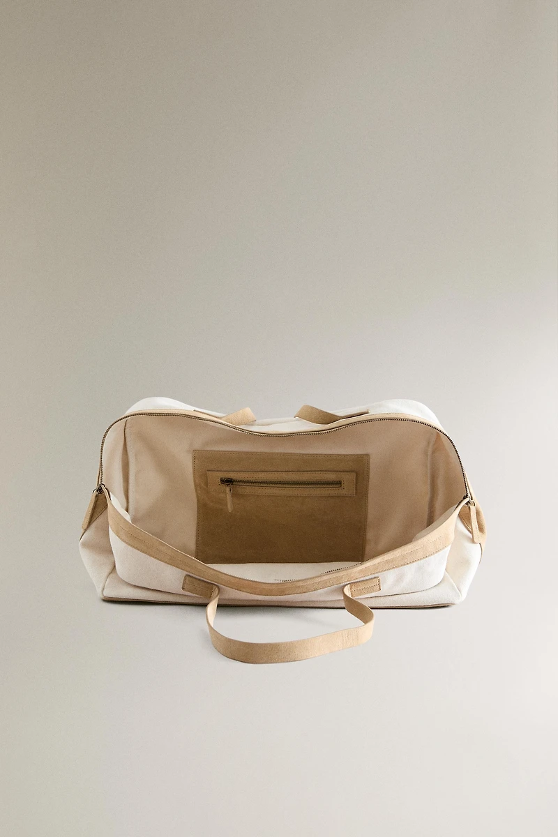 CANVAS BAG WITH LEATHER DETAIL