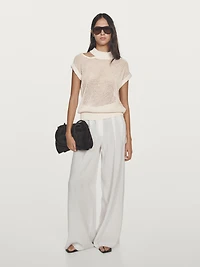 Knit top with cut-out neck