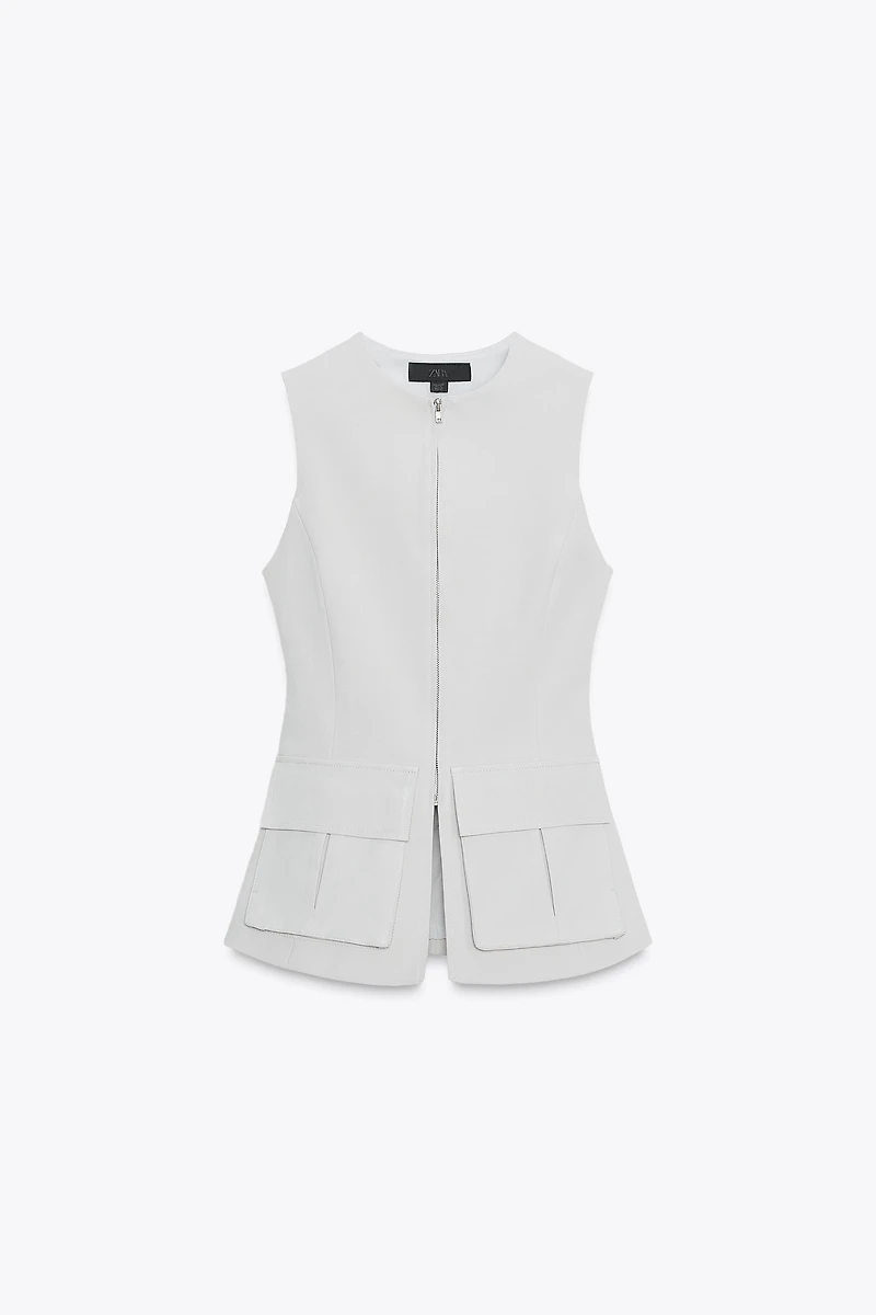 TOP EN COTON ÉLASTIQUE À POCHES