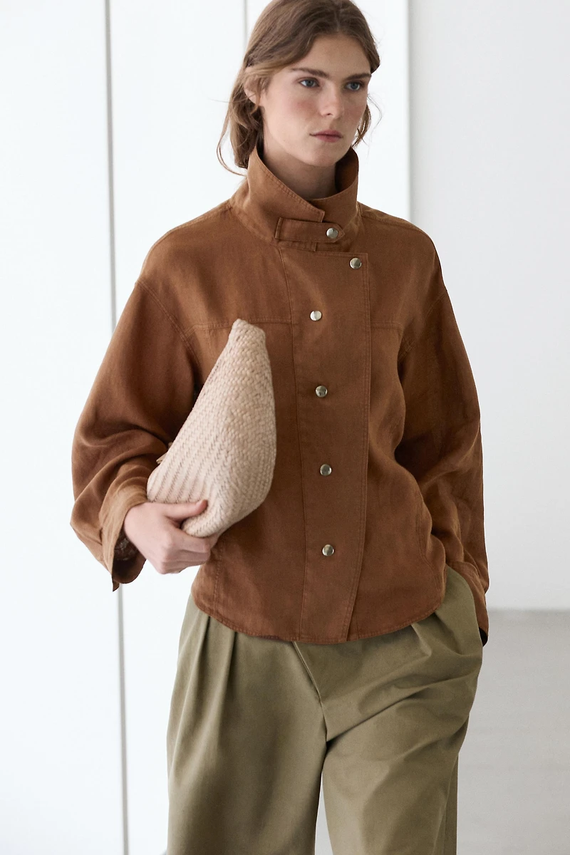Chemise lin 100 % boutons-pression