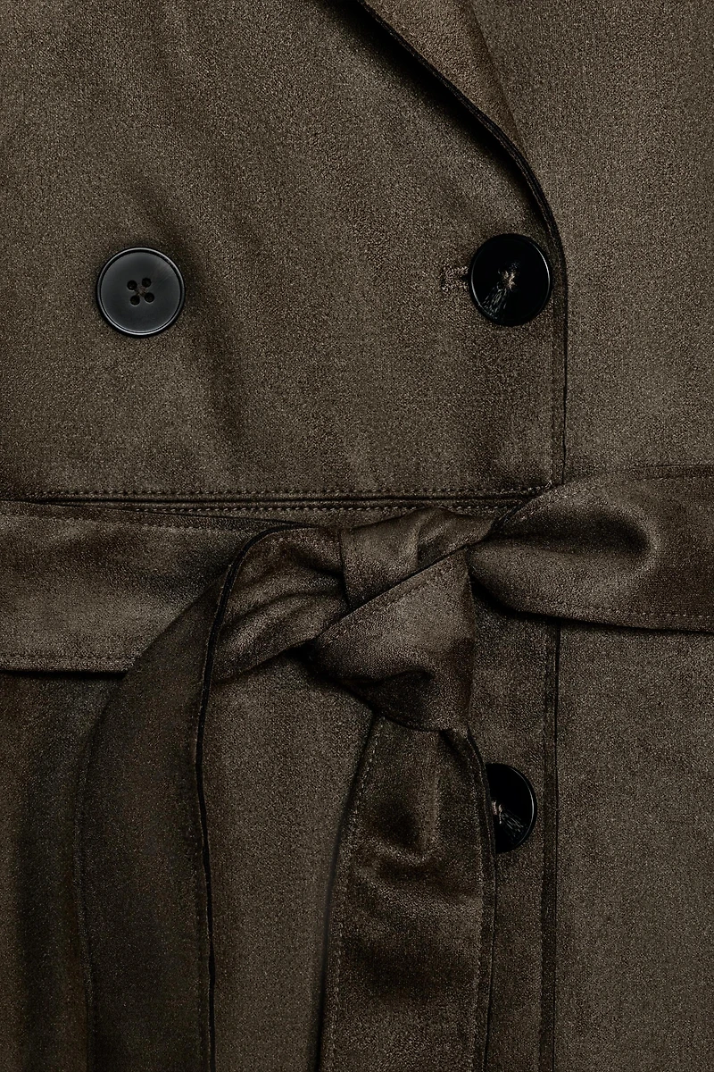 LONG FAUX SUEDE TRENCH COAT