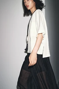 SHORT SLEEVE LINEN TOP ZW COLLECTION