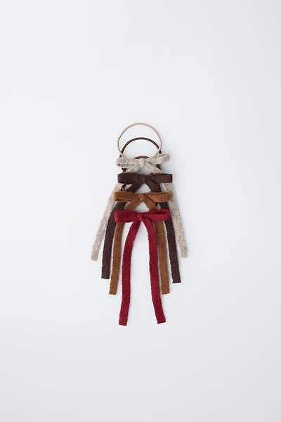 FOUR-PACK OF KNITTED BOW HAIR TIES