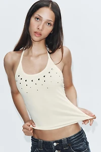 STUDDED HALTER TOP